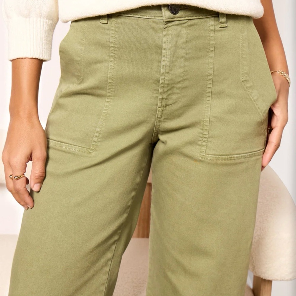 KUT from the Kloth Meg High Waist Wide Leg utility pants in olive green Size 0